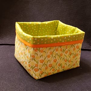 Stoffkörbchen Utensilo Frühling Osternest - Tulpen Orange / Herzen Grün