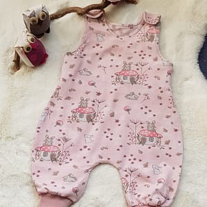Baby Strampler Romper für Mädchen - Jersey - rosa - Häschen