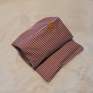 Großes Dinkelkissen - Rostrot-Beige gestreift